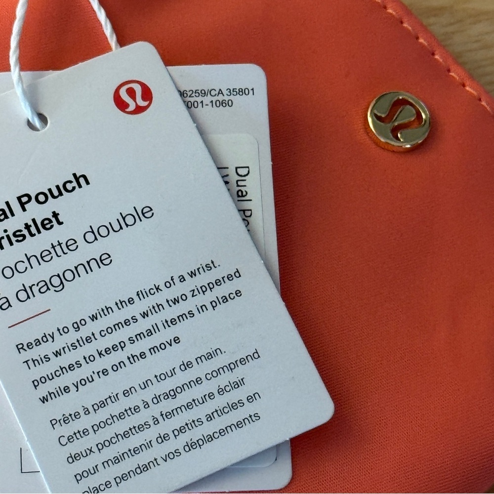 NWT Lululemon Dual Pouch Wristlet Coral Pink Mist Peach Cream NWT - Picture 3 of 7